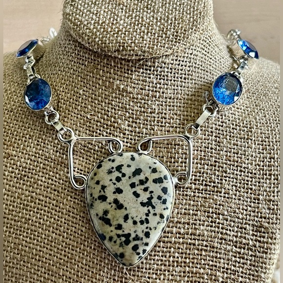Spotty Dalmation Jasper Pendant Necklace - Picture 8 of 12